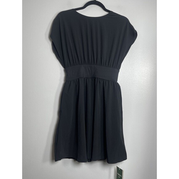 HALARA Breezeful Batwing Short Sleeve Flowy Mini Work Dress Medium Black NEW - Picture 2 of 12